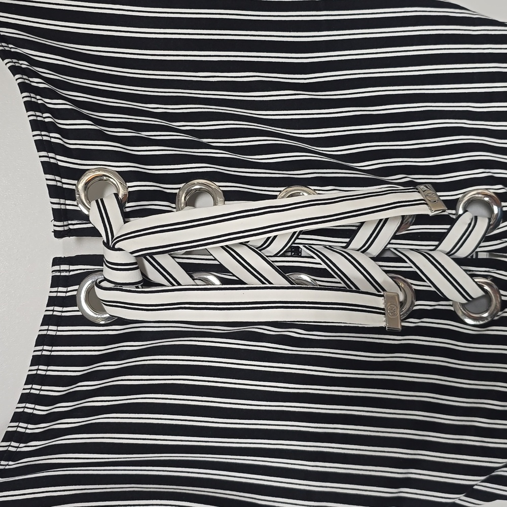 MICHAEL Michael Kors Black and White Striped One Piece - Picture 2 of 8